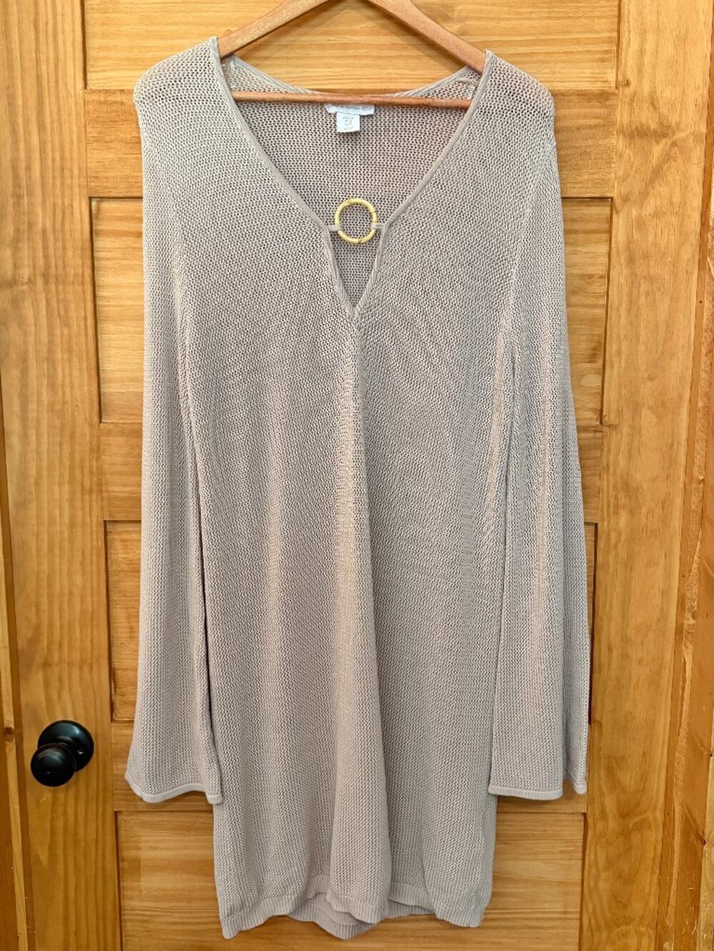 House of Harlow 1960 Open Knit Long Bell Sleeve Swim Cover Dress Women's size M